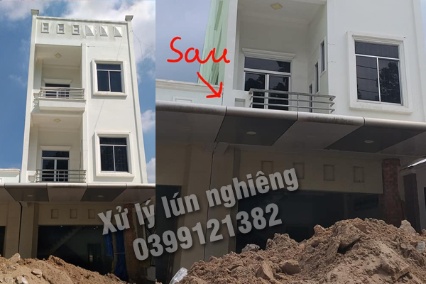 Nâng chỉnh lún nghiêng nhà 3 tầng